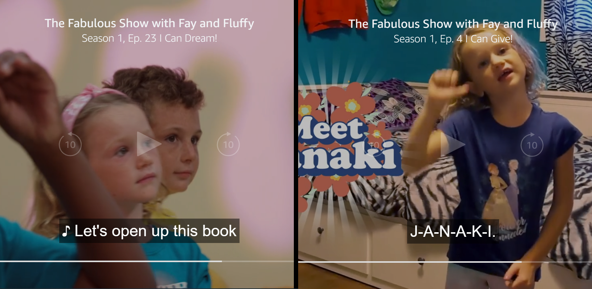 Dominic and Janaki in The Fabulous Show with Fay and Fluffy – Season 1 2022 (“I Can Give!” and “I Can Dream!”) – Apple TV